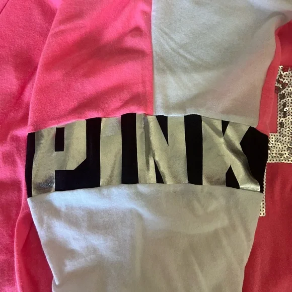 PINK Victoria's Secret Pink and White Sequin Logo Jersey - Picture 5 of 7